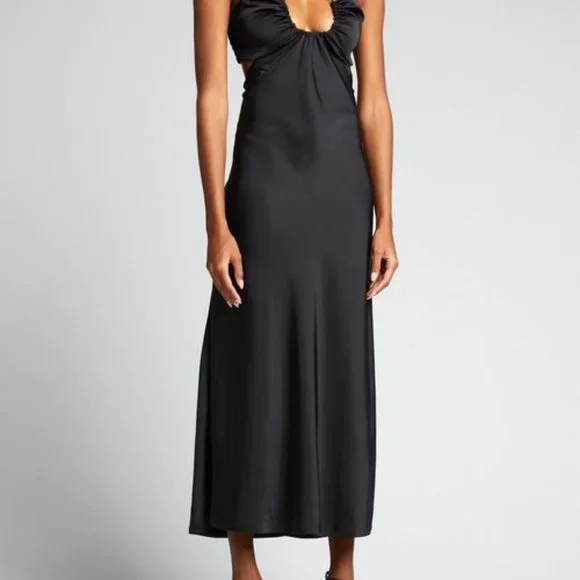 halter top black mini dress Veloria Halterneck Mini Dress in Black Chiffon with Lining , Halter Neck main image 0